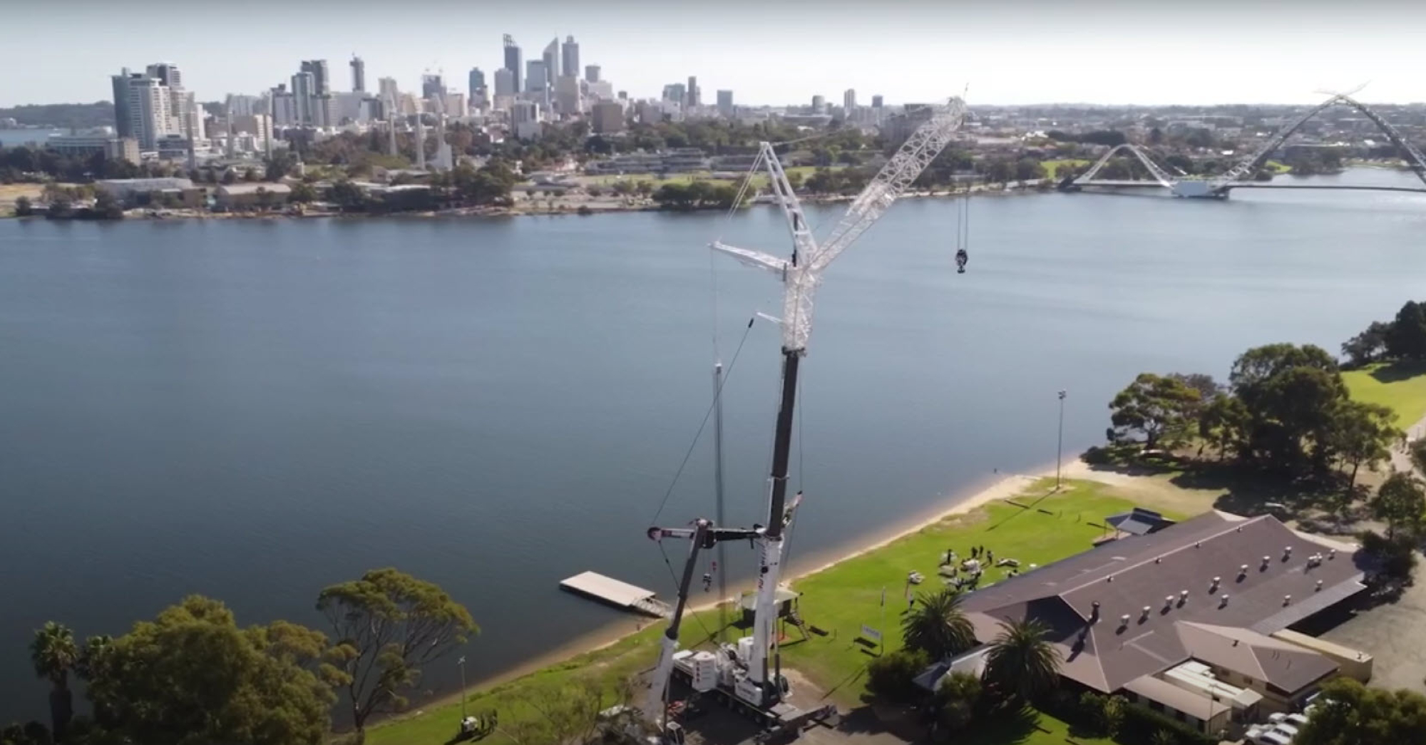 Norwest Crane Hire, and Liebherr at the launch of Norwest Crane's new Liebherr 650T crane, one of the largest heavy lift Liebherr All Terrain Cranes in WA, down at Burswood on Swan.