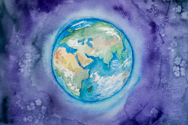 painting of the earth globe depicting ESG